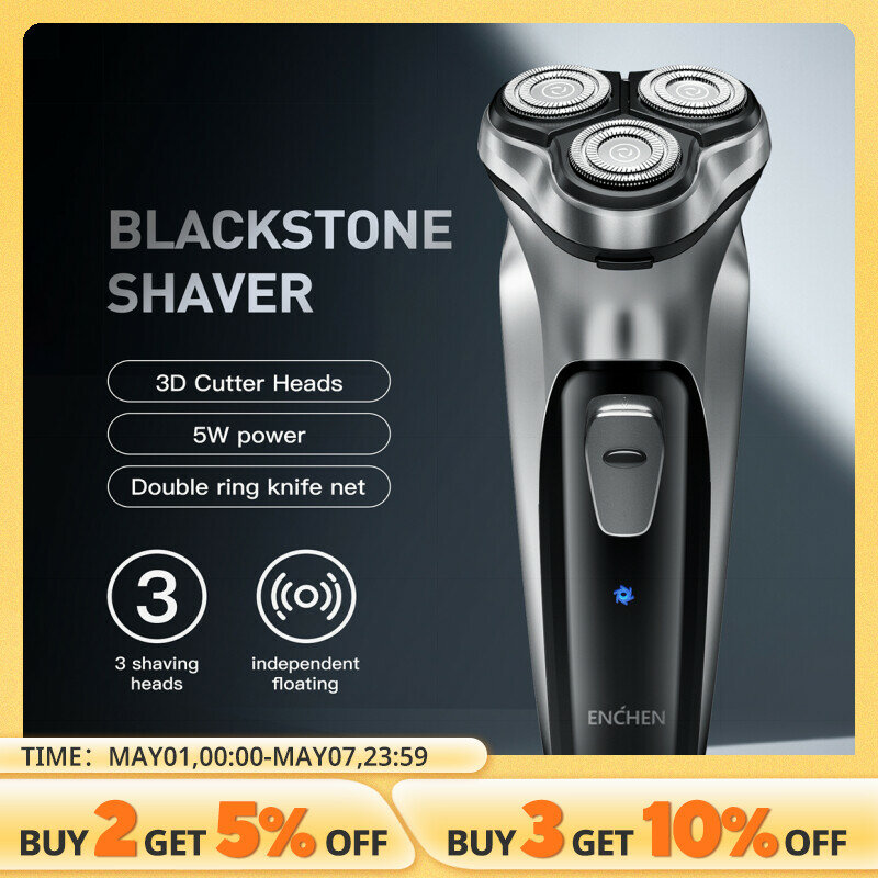 ENCHEN-máquina de afeitar eléctrica Blackstone para hombre, afeitadora rotativa con cuchilla flotante 3D, lavable, recargable por USB, tipo C