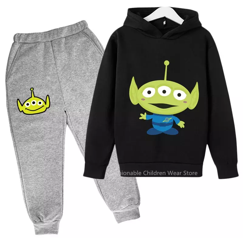Trendy Disney Alien Hoodie and Pants for Children - Fun and Casual for Boys and Girls' Spring and Autumn Days Out