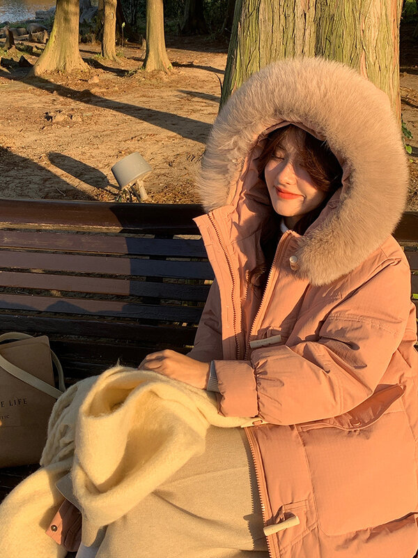 CHLE – manteaux longs en duvet d'oie blanc, fourrure solide, pour femme, collection hiver 2022