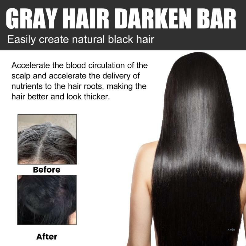 リバースグレイヘアバーシャンプー、グレイホワイトヘアモイスチャライザーグレイヘアカバレッジ、髪を黒くする圧縮シャンプーバーソープ