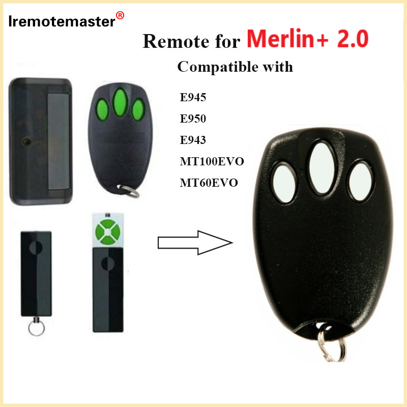 Garagem Porta Handheld Transmissor, remoto para Merlin + 2.0, E945, E960, 433,92 MHz
