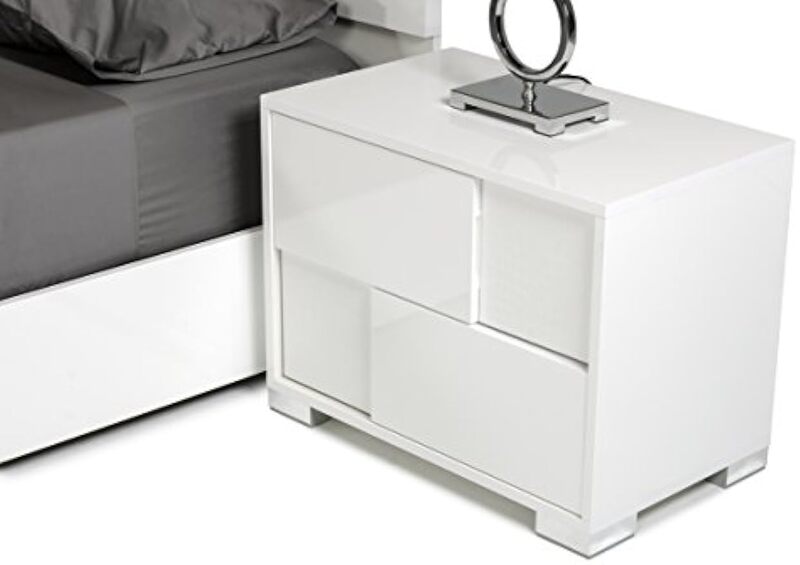 The Bartolemo Collection Modern Italian Crafted Crocodile Textured Bedroom Storage Right Nightstand With Metal Legs