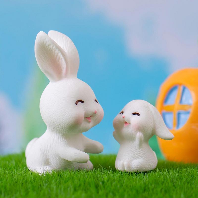 Mini coniglio ornamento in miniatura portachiavi in resina ciondolo ornamento figurine Decorative modello animale per auto case Fairy Garden