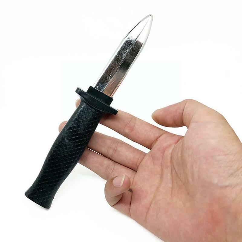 Pisau teleskopik trik pisau ditarik pisau belati plastik lucu pisau Prank hadiah ditarik mainan serius D4J4