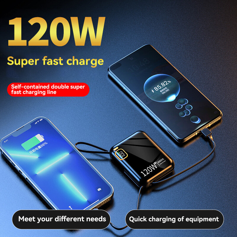 Xiaomi 50000mah Portable Power Bank Pd120w Usb To Type C Cable Two-way Fast Charger Mini Powerbank For Iphone Xiaomi Samsung