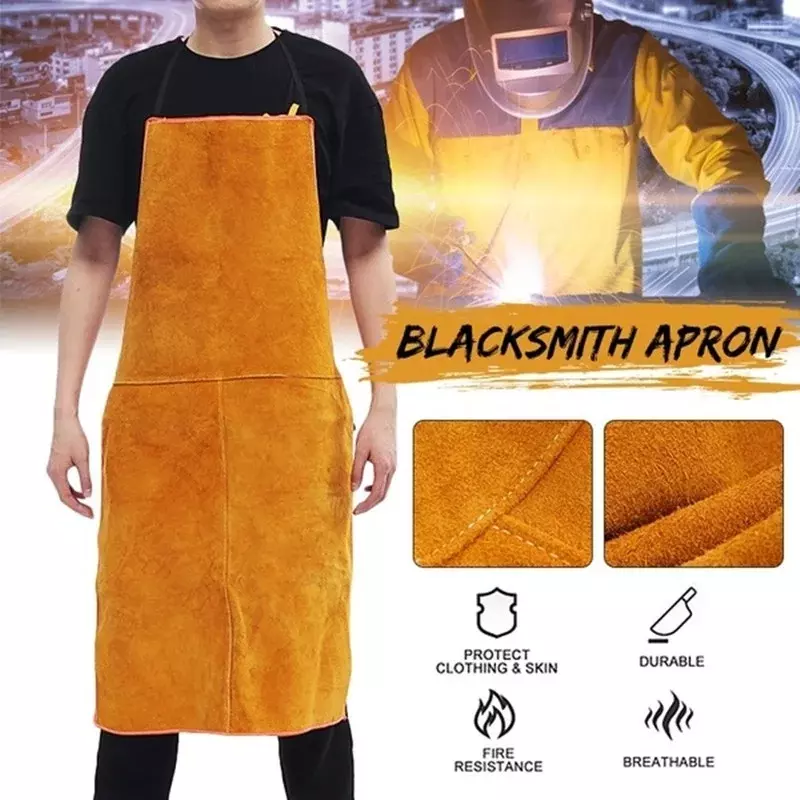 1 PC Washable Heat Insulation Cowhide Leather Welding Apron Soldering Protective Clothing Blacksmith