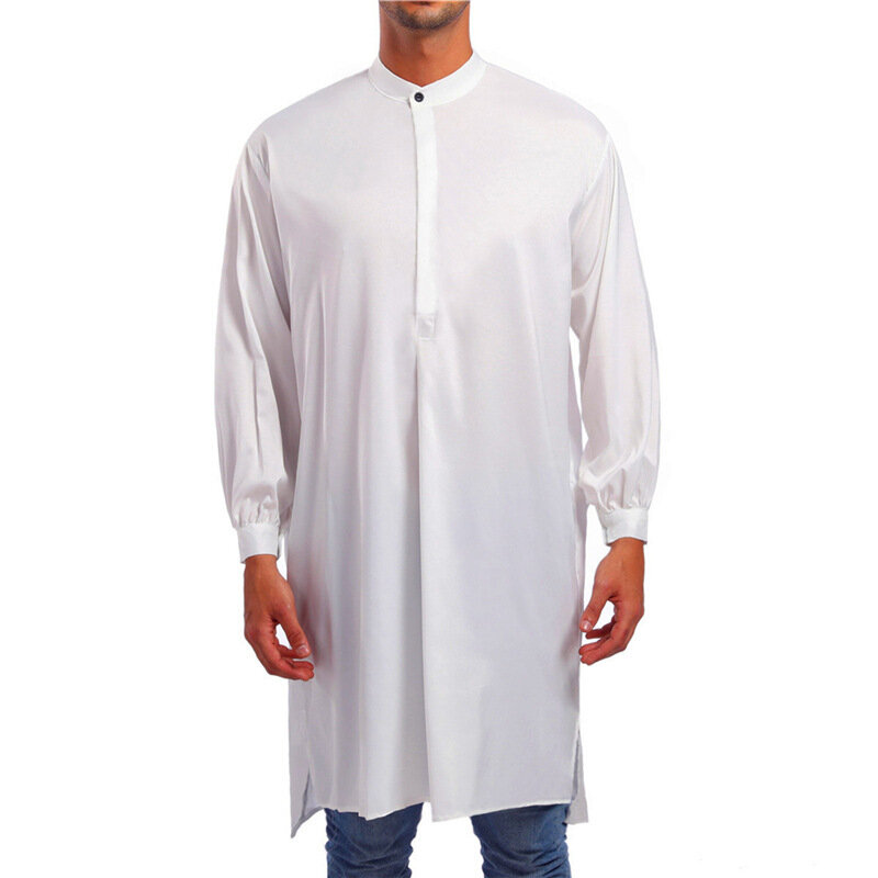 2023 Nieuwe Casual Lange Shirt Mode Moslim Mannen Kleding Gewaad Islamitische Kleding Arabische Kaftan Abaya Kaftan Tuniek Man Pakistan Saudi