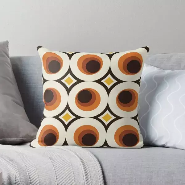 1970S Orange Mid Century Modern Circle 1  Printing Throw Pillow Cover Cushion Home Wedding Sofa Pillows not include One Side