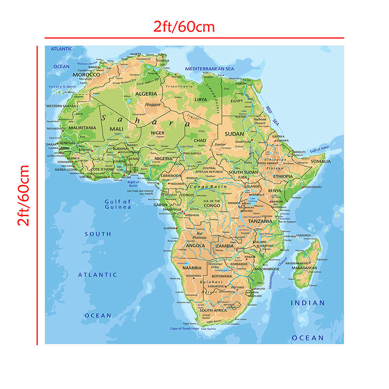 60*60cm Map of The Africa Wall Decorative Map In French Unframed Canvas Painting Decorative Poster Living Room Home Decoration