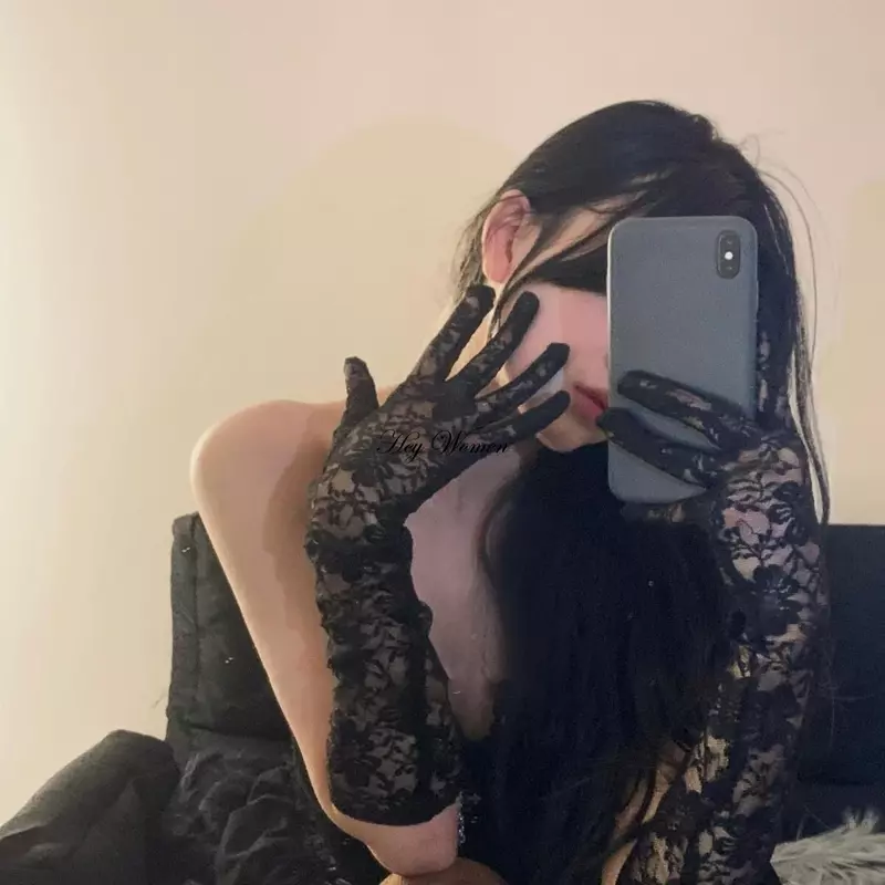 Elastische Passie Lolita Kant Handschoenen Gothic Vingerloze Retro Mesh Bloem Jurk Accessoires Vrouwen Arm Warmers Sexy Mouw Wanten