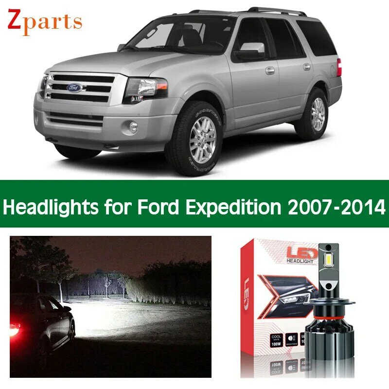 Bombillas de luz LED Canbus para coche Ford Expedition, haz faro delantero de bajo y alto, accesorios de lámpara, 1 par, 2007 - 2014