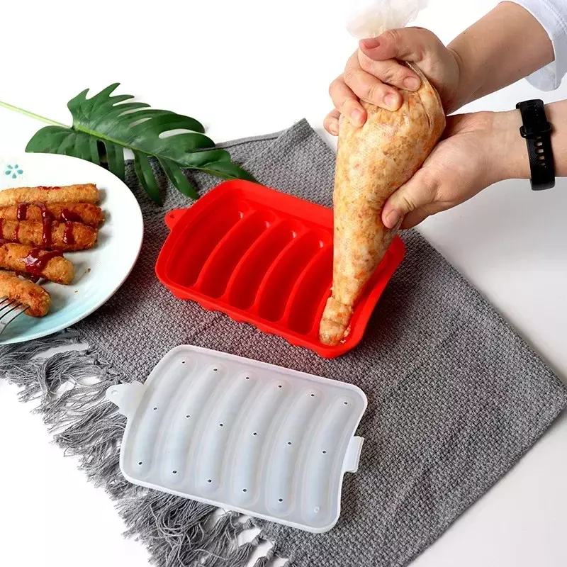 Healthy Bake Silicone Sausage Mould Convenient Exhaust Food Grade Easy To Release Thickened with Lid Baby Supplemen Tools