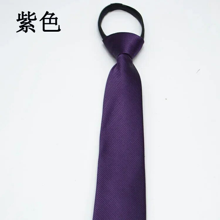 Corbata con cremallera para hombre y mujer, corbata de cuello estrecha, Color Retro, Clip de seguridad, corbata de negocios, corbata de mayordomo funerario, corbata negra mate