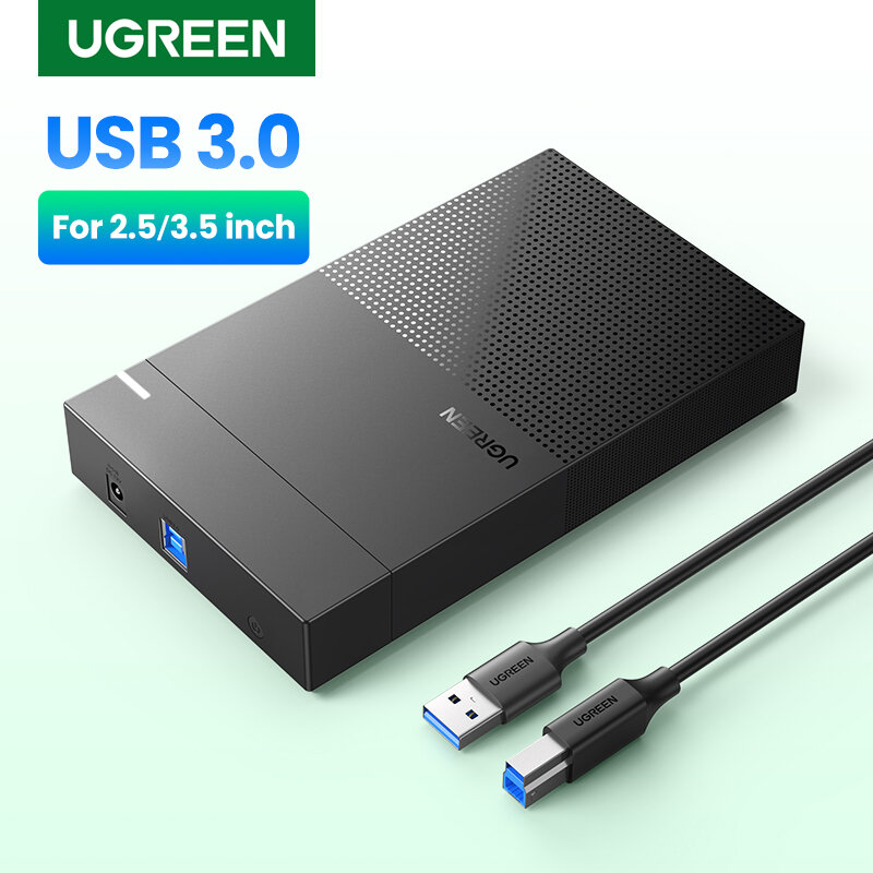 Ugreen-Funda de disco duro SSD, carcasa de disco externo adaptador de 3.5/2.5 pulgadas, de SATA a USB 3.0 compatible con ordenador portátil y de escritorio, estuche de caja de HDD HD 3.5