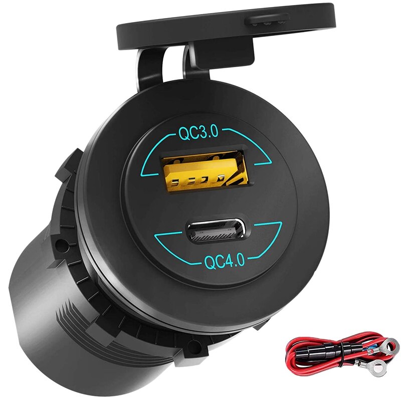 Chargeur de voiture USB Quick Charge 4.0 PD QC 3.0, prise USB, 12V, 24V, 60W, adapté pour voiture, bateau, camion, montres, moto