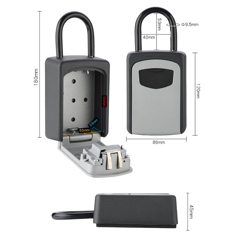 1Pc Password Key Box Extended Locking Hook Steel Wire Hanging Key Storage Waterproof Key Code Box 4 Digit Combination Boxs