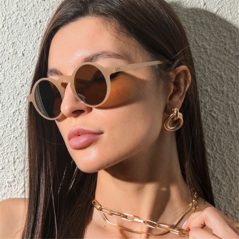 Очки солнцезащитные женские круглые, винтажные модные солнечные очки в небольшой оправе, в стиле ретро, с леопардовым принтом, для вождения, 1 шт.