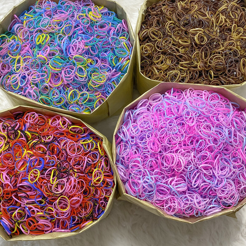 500/1000/2000Pcs Elastic Disposable Hair Ties Rubber Band for Kids Colorful Hairbands Ponytail Holder Band Girl Hair Accessoreis