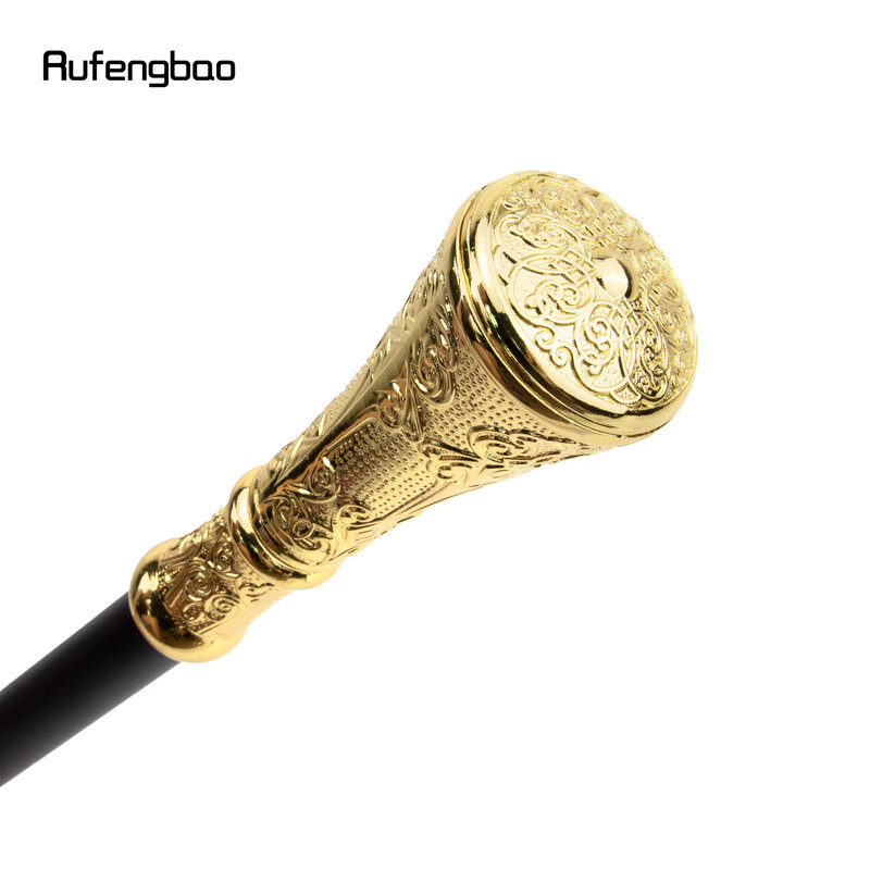 Golden  Flower Luxury Round Handle Walking Stick with Hidden Plate Self Defense Fashion Cane Plate Cosplay Crosier  93cm