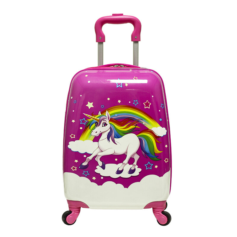 16/18 inch Kids Cartoon rolling luggage children travel suitcase on wheel trolley luggage carry-ons hardside bag for kid gift