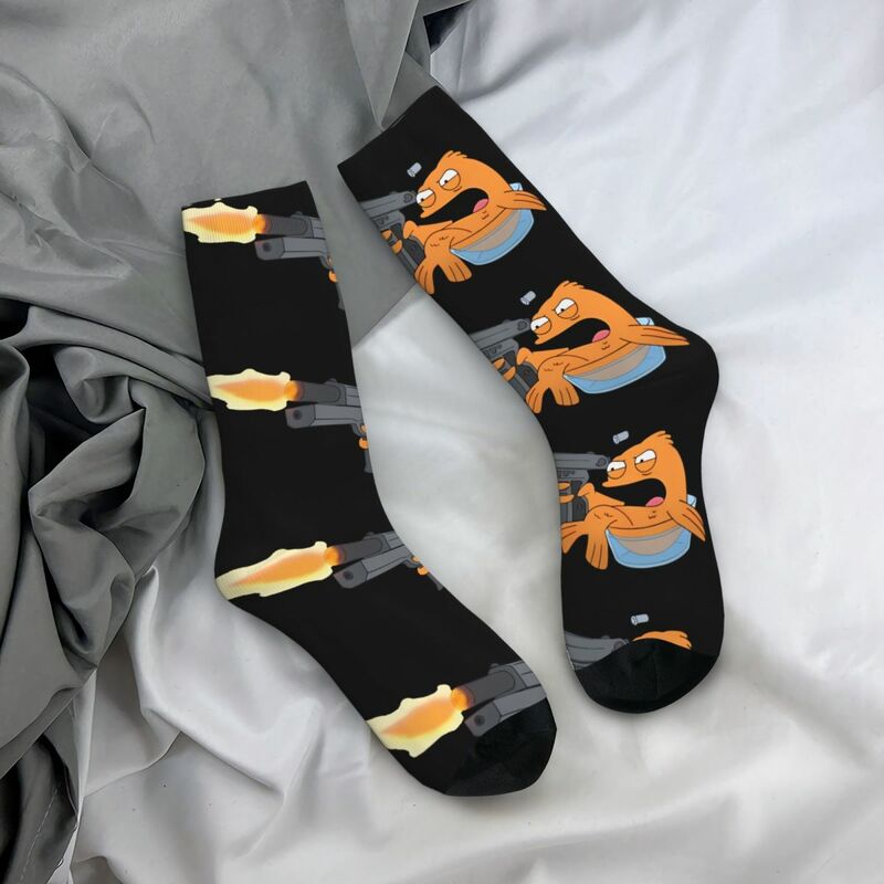 Забавные счастливые мужские носки Клаус в стиле ретро Харадзюку, американский папа, Мультяшные, хип-хоп, Необычные Носки с рисунком, сумасшедший подарок