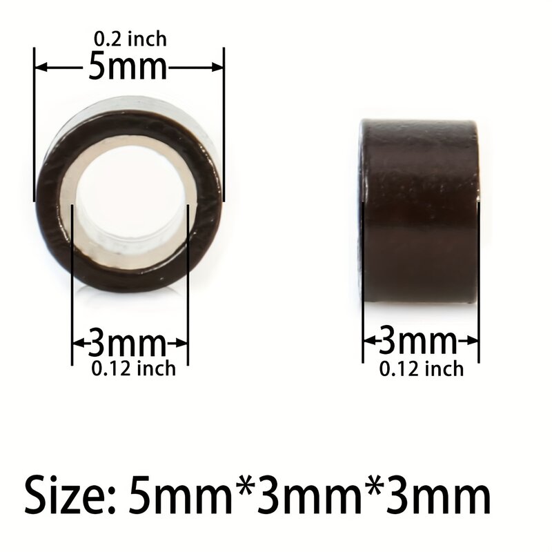 Silicone Micro Link Tube Ring para peruca extensões de cabelo, contas forrado, ferramentas de salão, 5 cores, 5mm * 3mm * 3mm * 3mm