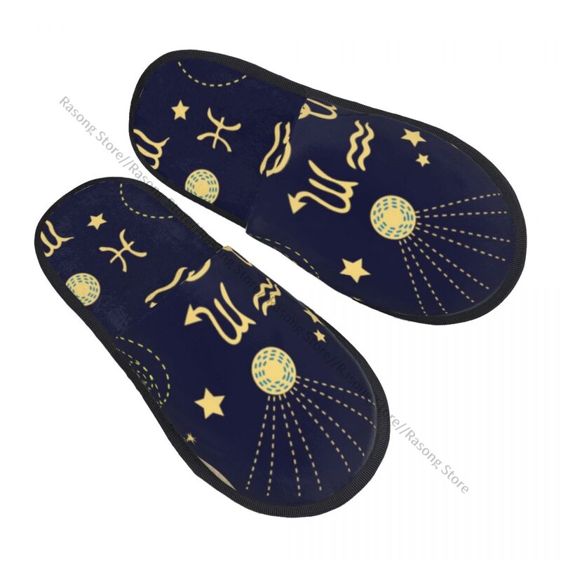 Fur Slipper For Women Men Fashion Fluffy Winter Warm Slippers Abstract Constellations And Astrological Symbols House Shoes