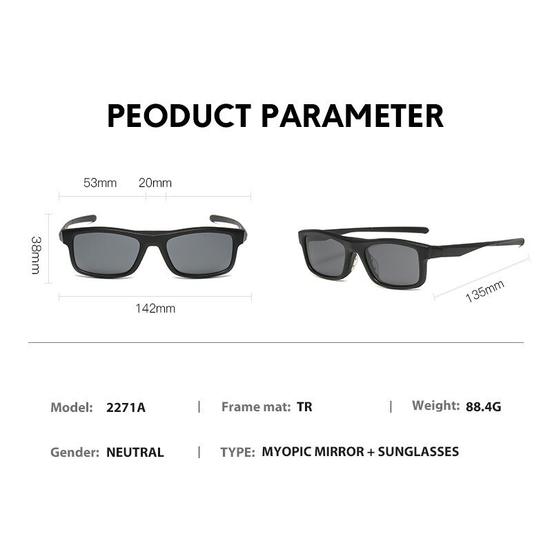 Montatura per occhiali uomo donna con Clip da 5 pezzi su occhiali da sole polarizzati occhiali magnetici occhiali da vista maschili UV400 2271