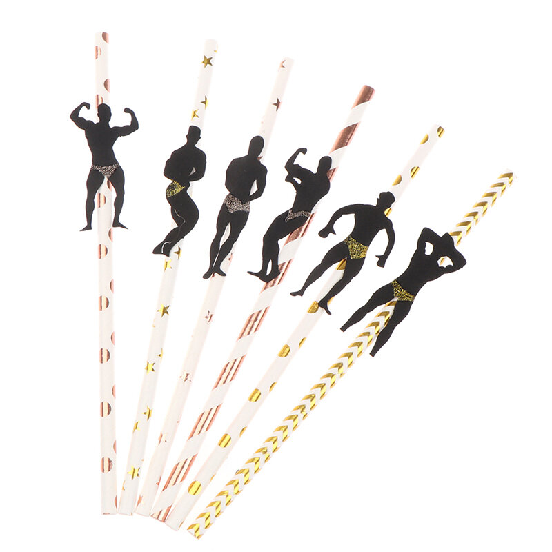 6Pcs Stripper Dancing Men Straws Bachelorette Party Decorations Straws Mexican Fiesta Party Drinking Favors Adult Party Supplies