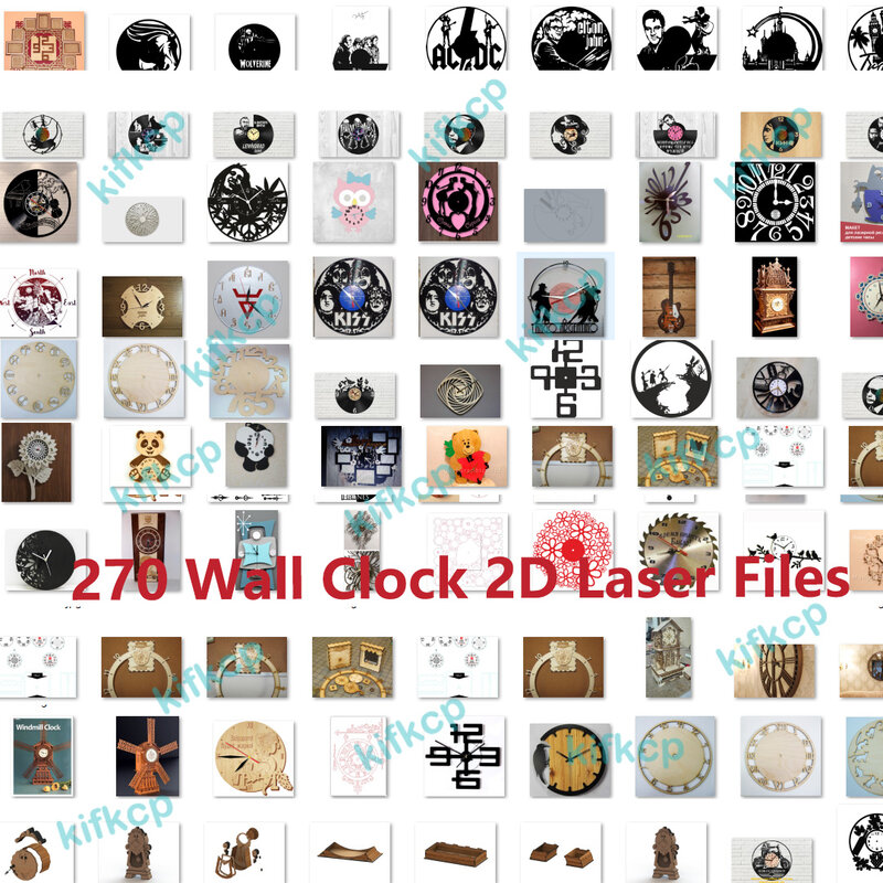 270 Clock Panel Drawings 2D Vector DXF CDR Format Design CNC Laser Files