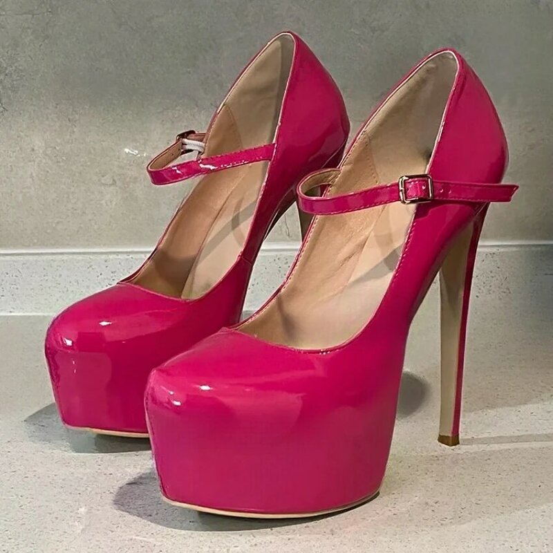 2024 New Arrival Women Spring Pumps Mary Janes Sexy Stiletto Heels Round Toe Pink Night Club Shoes Ladies US Plus Size 5-15