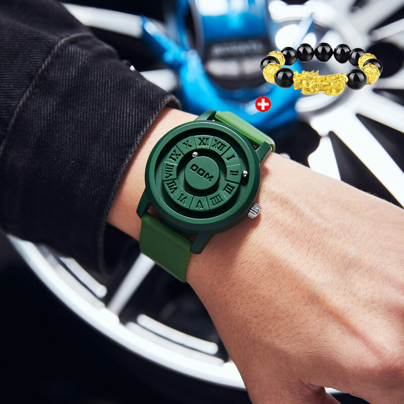DOM jam tangan pasangan teknologi tinggi, arloji tren kepribadian kreatif roller pointer magnetik tahan air mode pria dan wanita
