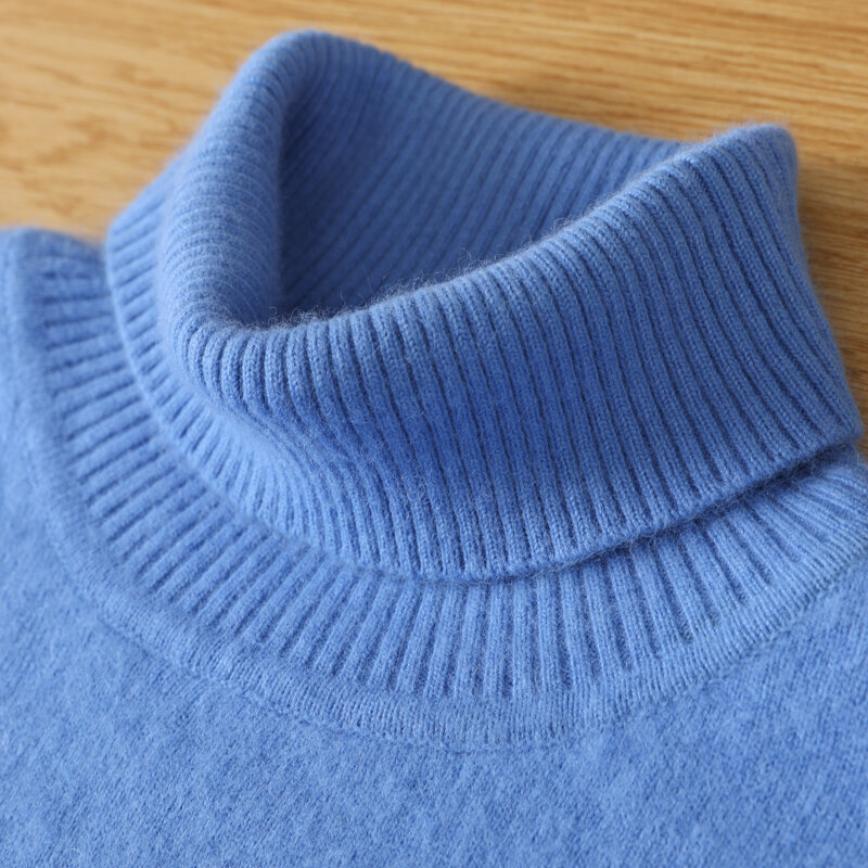 Мужская водолазка 100% норковый кашемировый свитер для мужчин 2023 Осень и Зима Свободный вязаный свитер большого размера сохраняющий тепло топ мужской джемпер
