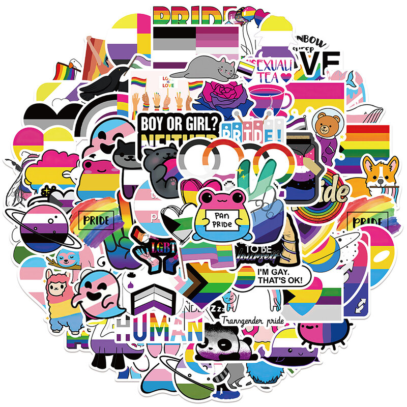 10/30/50/100 Buah Campuran Non-biner Panseksual Transgender Biseksual Aseksual Pride Stiker LGBT Skateboard Kulkas Gitar Stiker Mainan