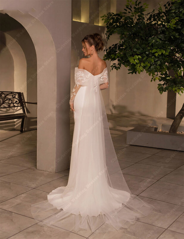 Женское свадебное платье с юбкой-годе, белое платье без рукавов с открытыми плечами, официальное женское платье