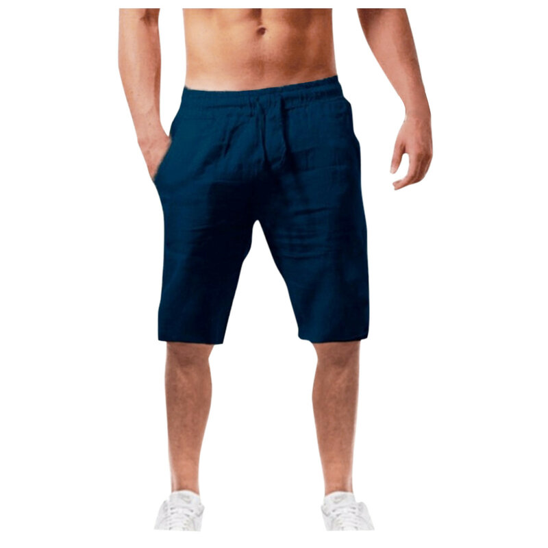 2024 nuovi pantaloncini di lino in cotone da uomo pantaloni corti in lino tinta unita traspiranti estivi maschili Fitness Streetwear S-3xl
