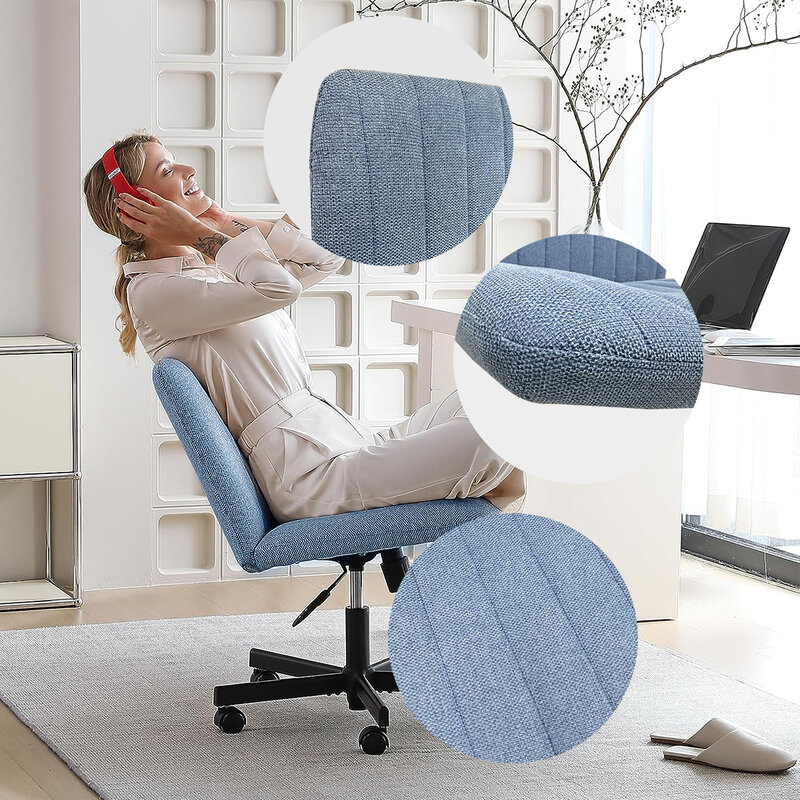 Bequemer und stilvoller arm loser drehbarer Home-Office-Stuhl für sitzende Erfahrungen mit gekreuzten Beinen