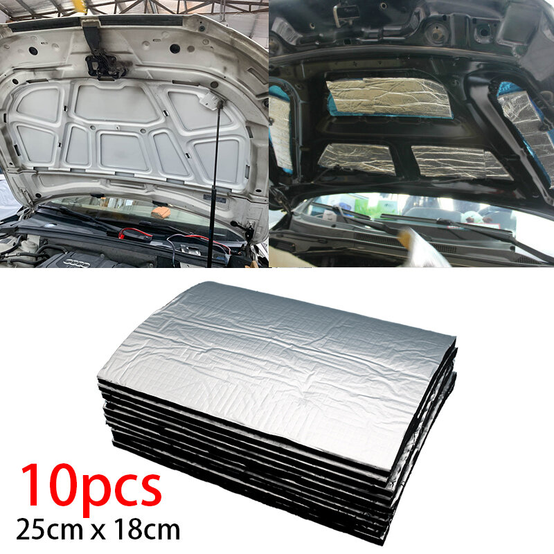 10 Sheets Sound Deadener Heat Insulation Mat Car Van Sound Proofing Deadening Insulation Car Hood Insulation Silent 5mm