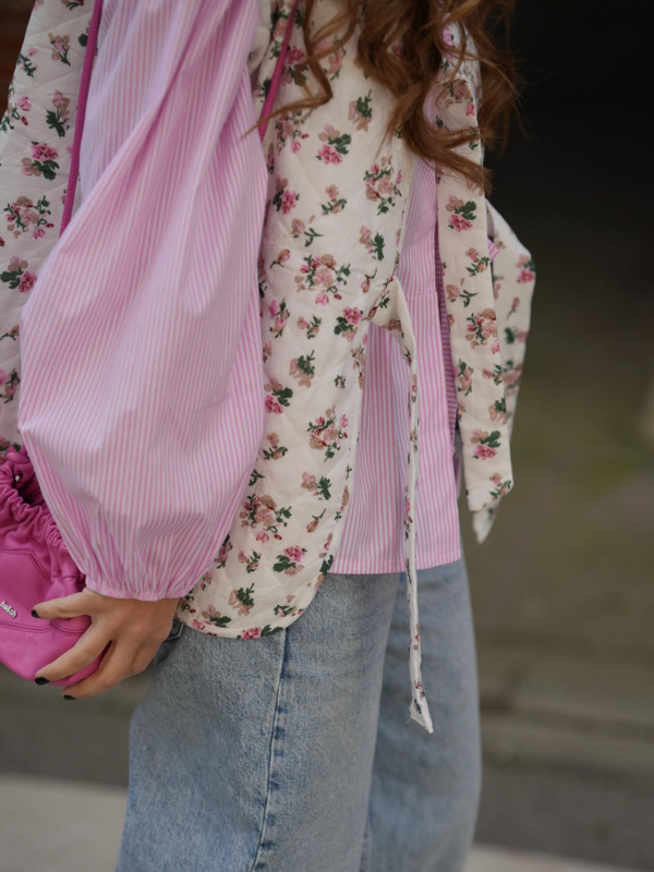 Chaleco de algodón con estampado de flores para mujer, abrigo holgado sin mangas con cuello en V, ropa de calle, Moda de Primavera y verano, 2024