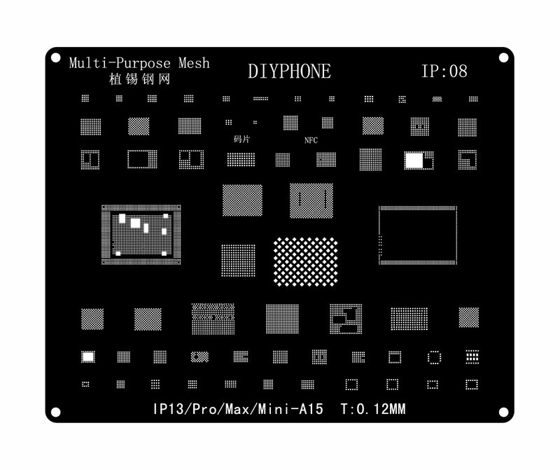 DIYPHONE-Filet à Souder en Acier Noir, Modèle BGA Reballing Stbbles pour iPhone 15 14 13 12 11 Pro Max XS Poly X 8 7 6, 18 Plantation