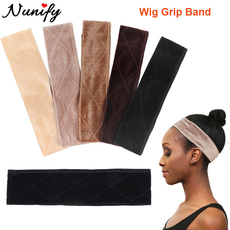 57Cm peruca de veludo banda para Fastern peruca flexível pele peruca Grip banda café conforto Headband ajustável cabelo banda 5.5cm antiderrapante