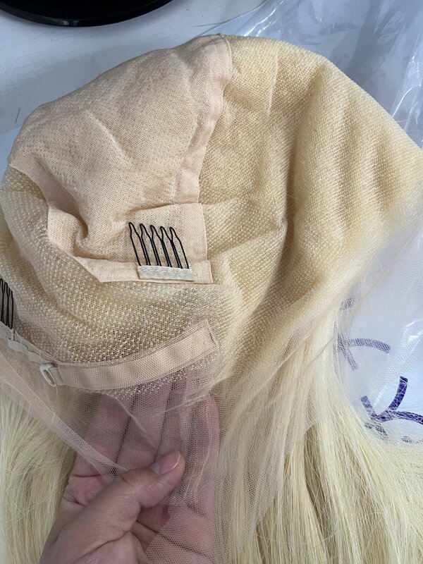 QueenKing hair Vrigin Hair peruka na koronce 200% gęstość blond 60 Silky Straight Preplucked Hairline 100% europejskie ludzkie włosy typu Remy