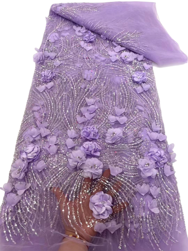 Afrykańska tkanina koronkowa z koralikami perłowymi, w całości cekiny, tiul, zielony, luksusowy, zroszony, ślub, wysoka jakość, 5 jardów, 2024
