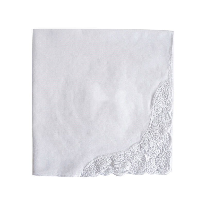 3/6Pcs Lace White Square Useful Handkerchief For Woman Man Classic Gentleman Style Cotton Handkerchief Square Lace 35x35cm 