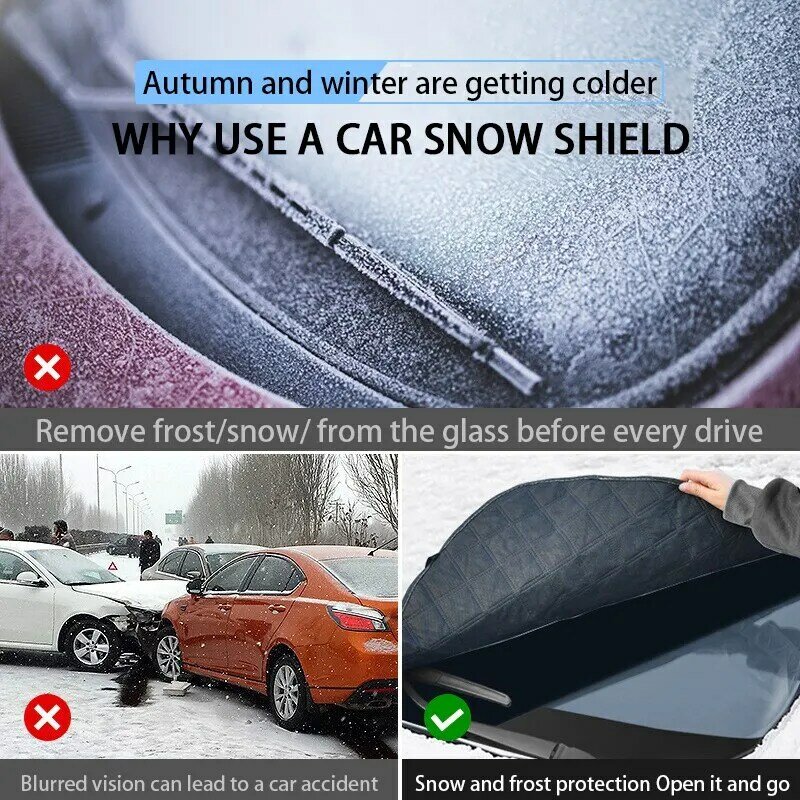 Juste de protection de capot de pare-brise de voiture, extra large, multicouche, épaisse, anti-neige, anti-gel, pare-soleil, hiver