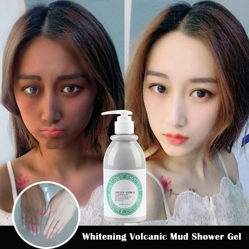 260ML Whitening Volcanic Mud Shower Gel Deep Body Care Wash Skin Clean Moisturizing Exfoliating High Quality Whitening Body Wash