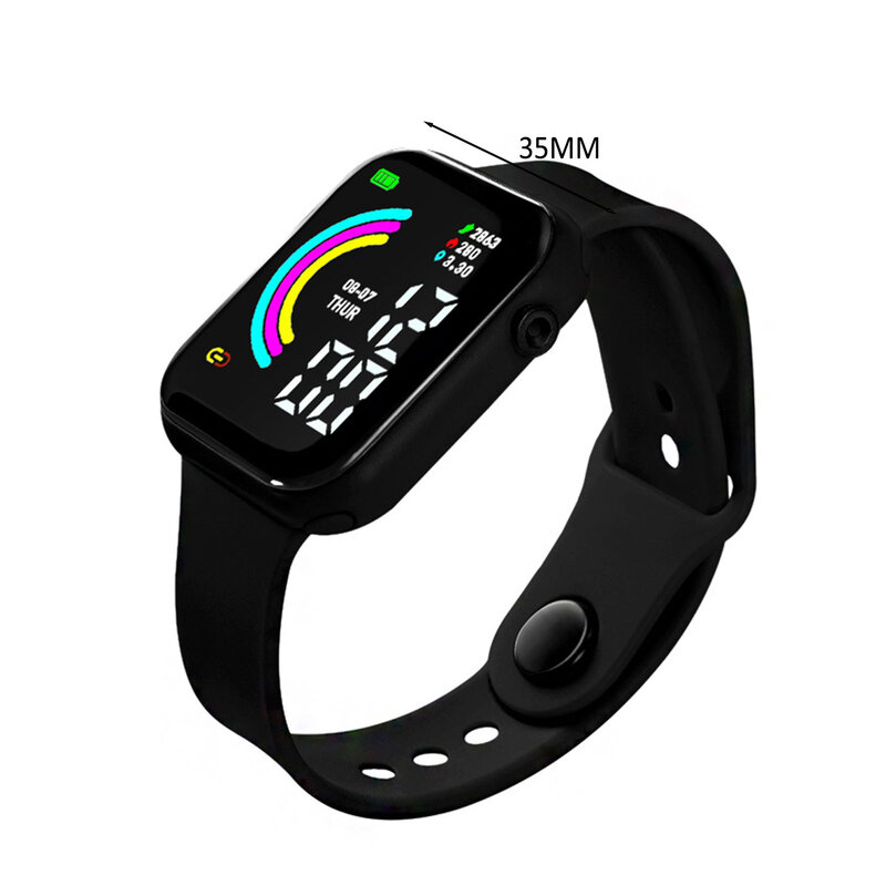 LED Outdoor Sports Digital Watch Luminous Easy to Wear Colorful Watches for Kids Children Students