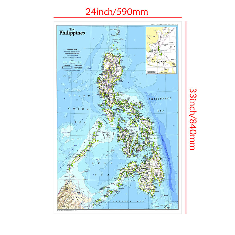 Mapa de Filipinas de 59*84cm, versión del año 1986, mapa ejecutivo en inglés, póster sin marco e impresión, decoración del hogar