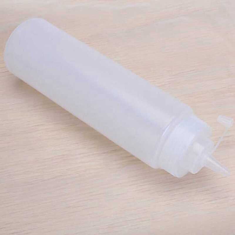 Garrafa plástica branca do aperto com tampão, distribuidor transparente do molho, 250ml