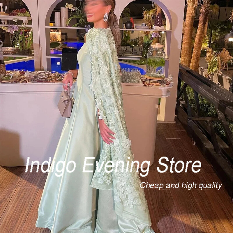 Indigo Prom Dresses Two Piece Strapless Flower Cape A Line Formal Evening Party Dress For Women 2024 Robes De Soirée فساتين سهره
